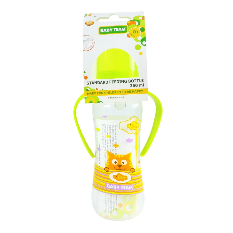 Пляшка з силіконовою соскою для годування дітей від народження Baby Team 250мл 1шт
