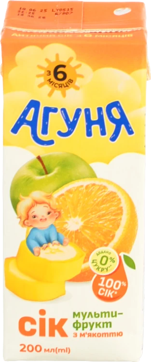 Сік Агуня 0.2л мультифрукт з мякотью