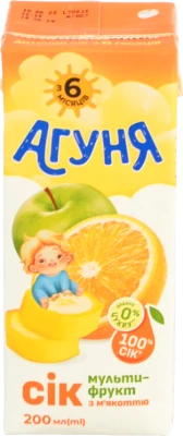 Сік Агуня 0.2л мультифрукт з мякотью