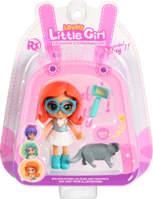 BABYL ミニ銅鑼＆ステッカーセット　箱付き Ігровий набір Лялька Little girl з улюбленцем та акс. 8910-E35