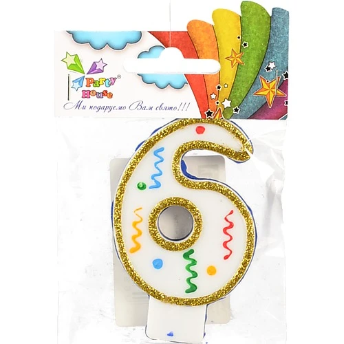 Свічка цифра велика 6 1шт.