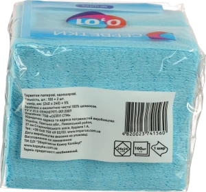 Серветки 0.01 100шт блакитні
