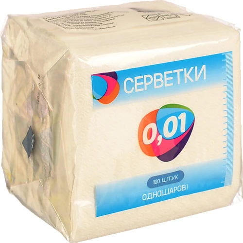 Серветка 0.01 100шт біла