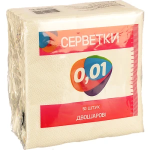 Серветка 0.01 50шт біла 2х шарова