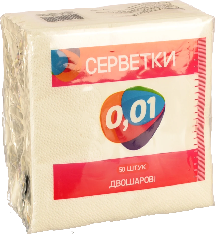 Серветка 0.01 50шт біла 2х шарова