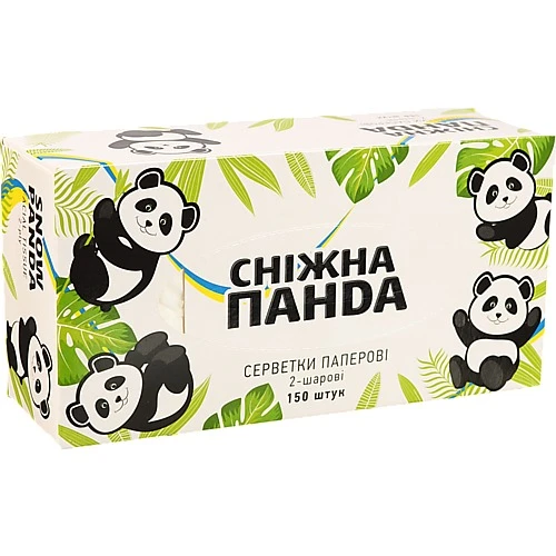 Серветки паперові 2-х шарові Сніжна панда 150шт