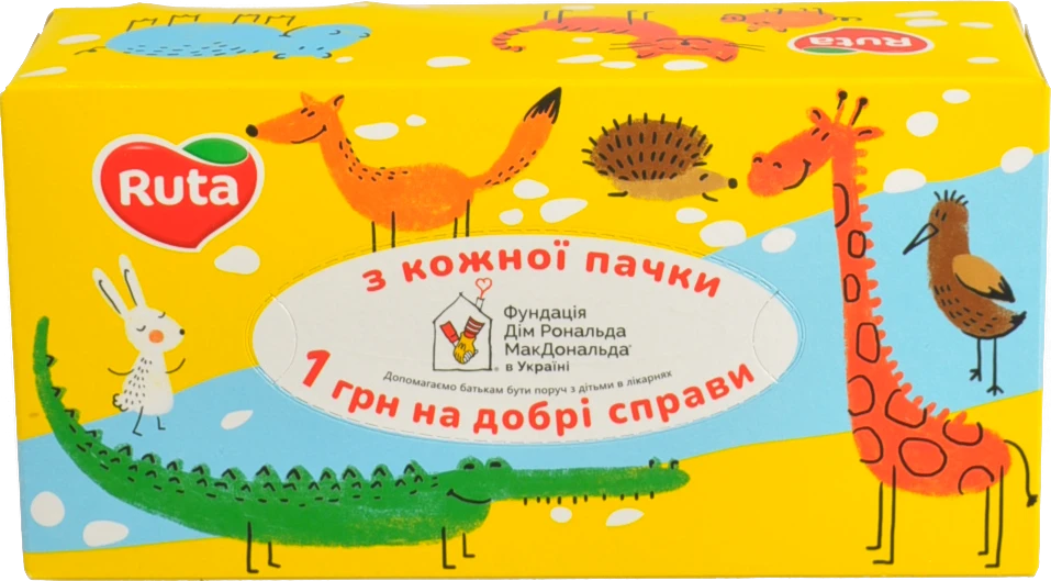 Серветки косметичні Ruta Kids 155л 2ш білі пенал