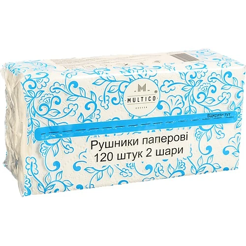 Рушник Multico паперовий білий 2 шар.120шт