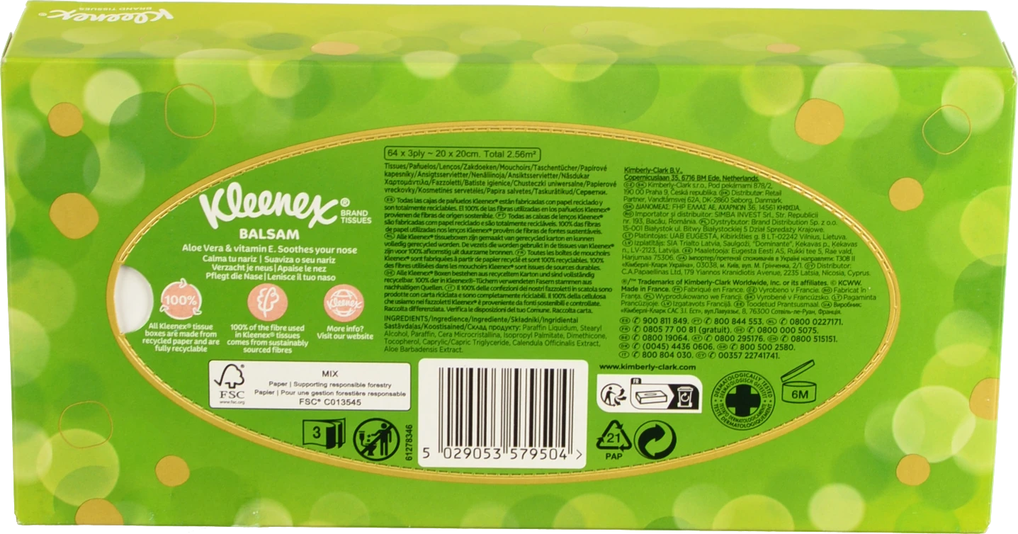 Серветки паперові 3-х шарові 20х20см Balsam Kleenex 64шт