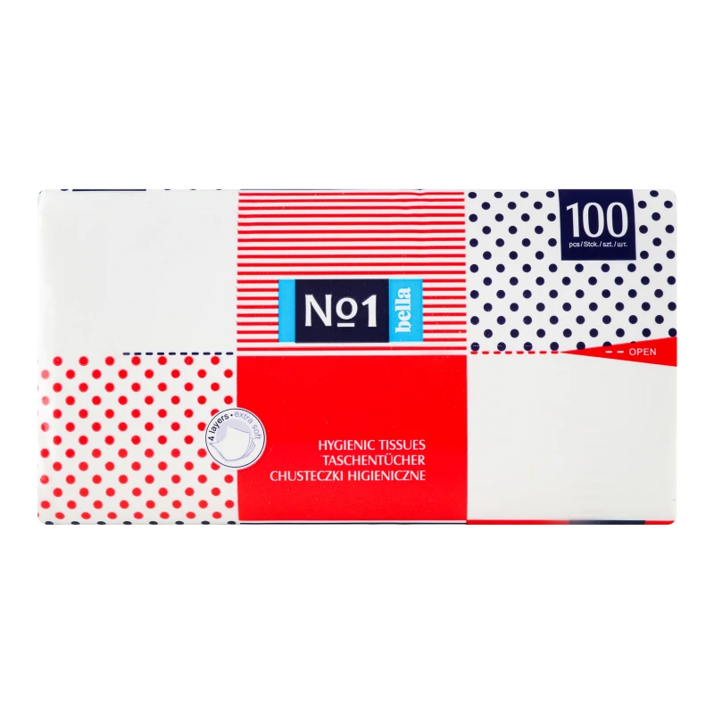 Хусточки паперові 4-х шарові №1 Bella 100шт