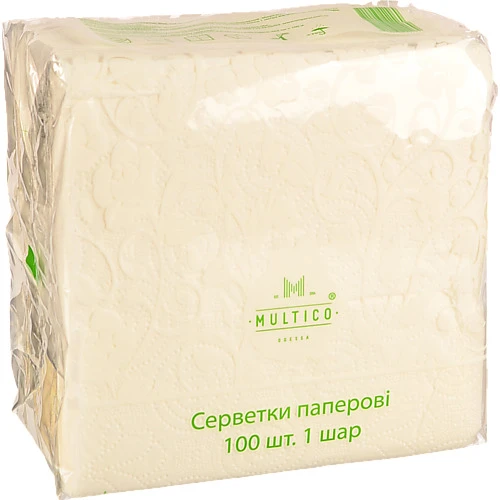 Серветки Multico 33х33 100шт 1шар білі