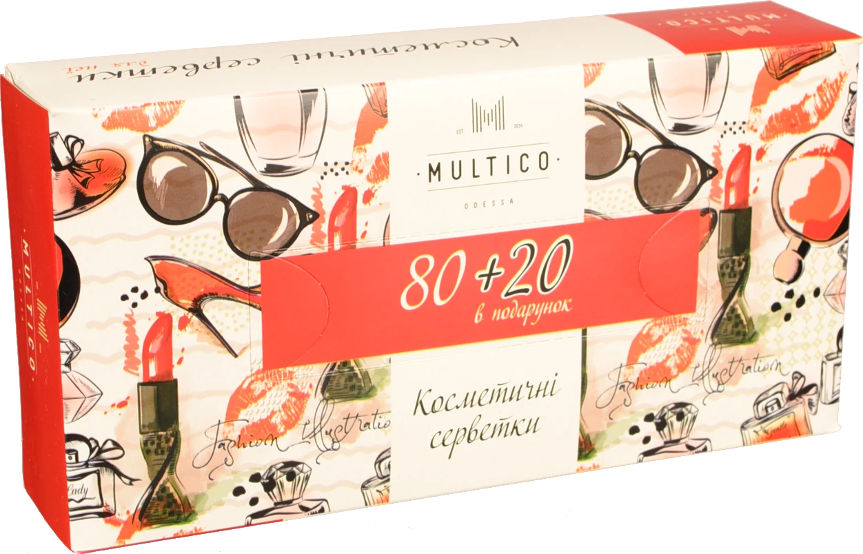 Серветки Multico 100шт 2 шарові біла кор.