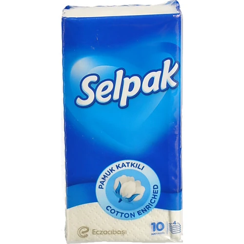 Хусточки паперові 21.5х21.5см 4-х шарові Selpak 10шт