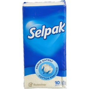 Хусточки паперові 21.5х21.5см 4-х шарові Selpak 10шт