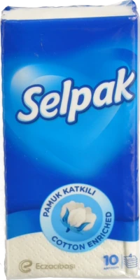 Хусточки паперові 21.5х21.5см 4-х шарові Selpak 10шт