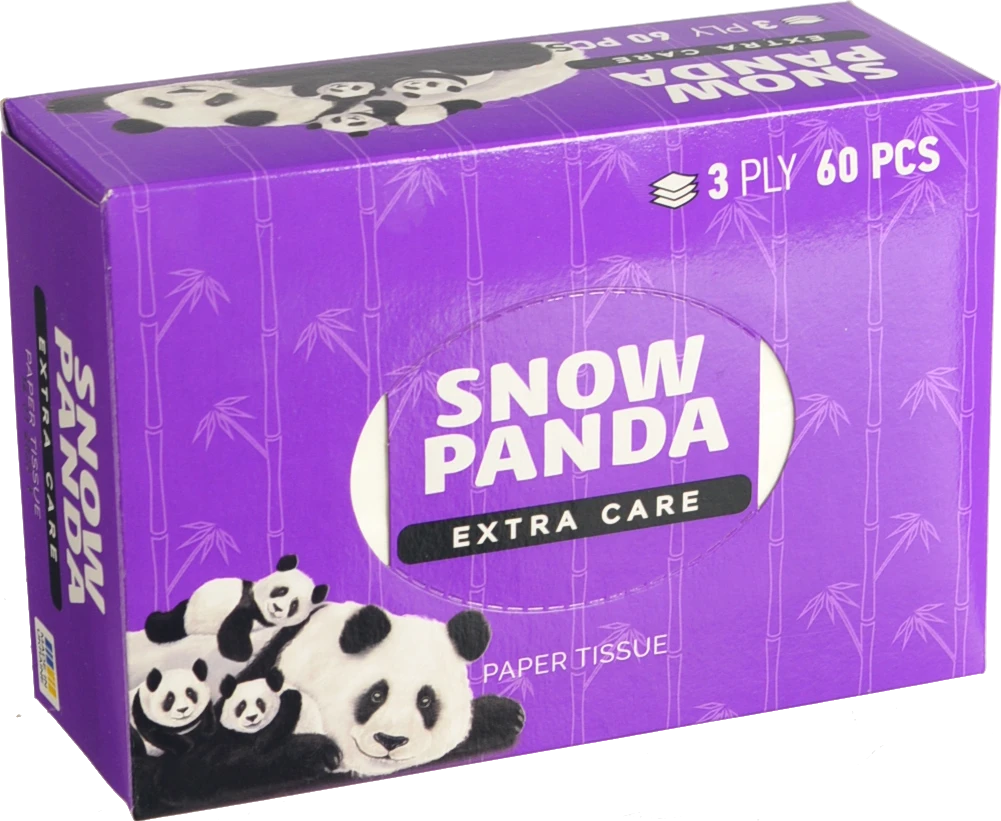 Серветки паперові 3-х шарові 160х190мм Extra Care Snow Panda 60шт