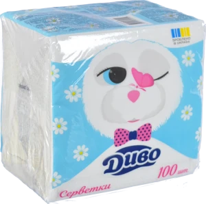 Серветки паперові одношарові білі 33х33см Диво 100шт