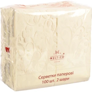 Серветки Multico 33Х33 100шт 2шаровi білі прямокутник
