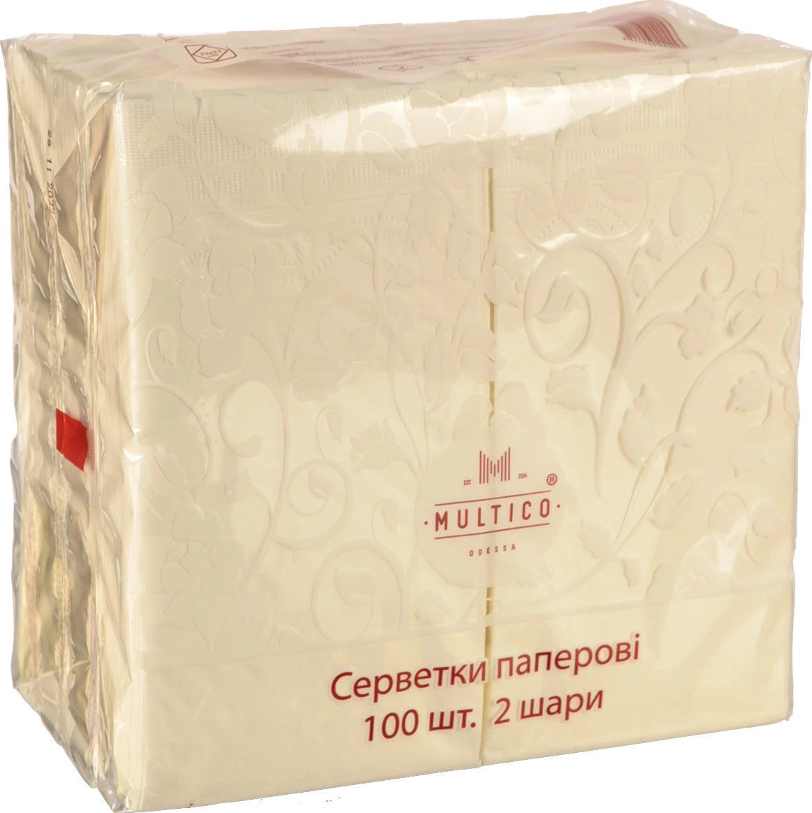 Серветки Multico 33Х33 100шт 2шаровi білі прямокутник