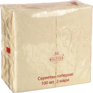 Серветки Multico 33Х33 100шт 2шаровi білі прямокутник