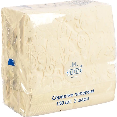 Серветки Multico 33Х33 100шт 2шаровi  білі