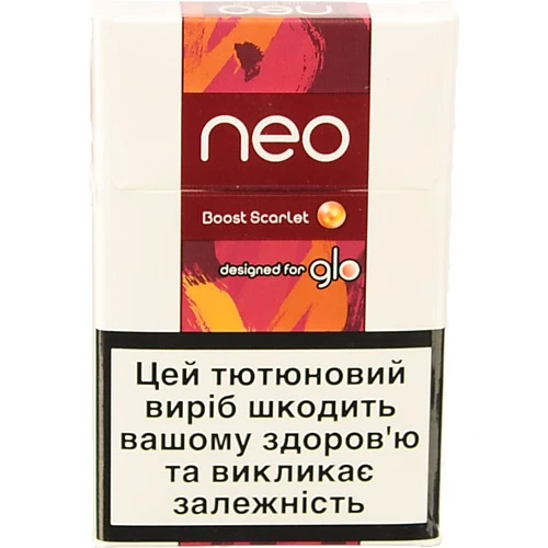 Виріб тютюновмісний для електричного нагрівання з фільтром Neo Boost Scarlet 20шт