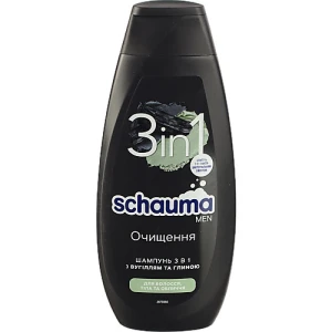 Шампунь для волосся для чоловіків 3в1 Charcoal+Clay Schauma 400мл