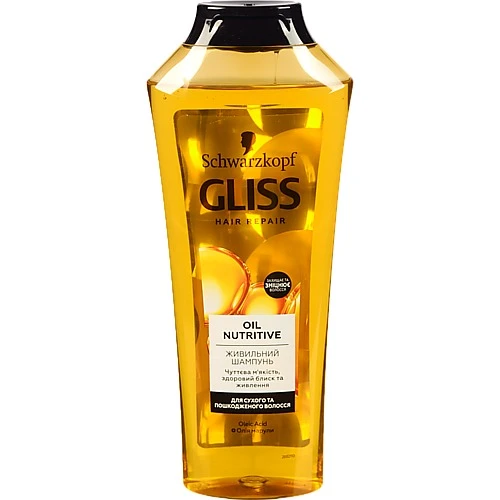 Шампунь для довгих посіченого волосся Oil Nutritive Gliss Kur 400мл