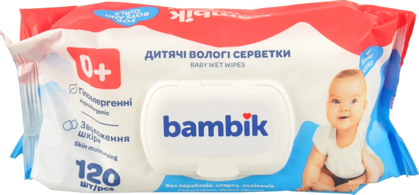 Серветки вологі для дітей з перших днів життя з вівсяним молочком Bambik 120шт