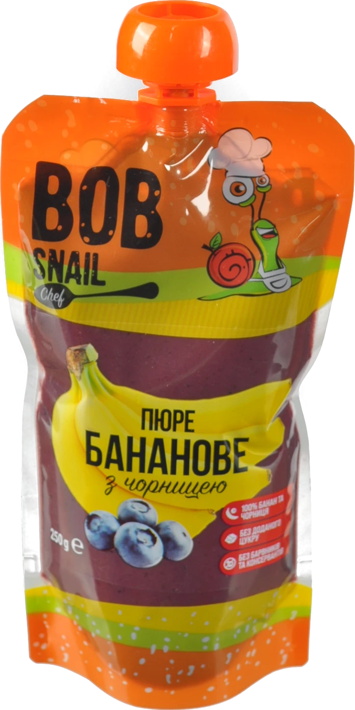 Пюре фруктово-ягідне Банан-чорниця Bob Snail д/п 250г
