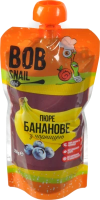 Пюре фруктово-ягідне Банан-чорниця Bob Snail д/п 250г