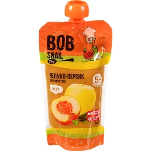Пюре для дітей від 5міс фруктове Яблуко-персик Baby Bob Snail д/п 250г