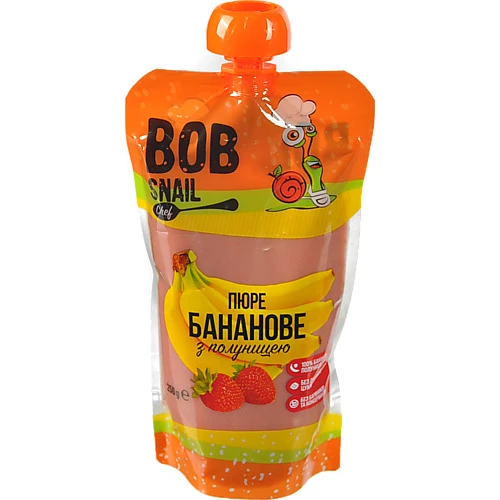 Пюре фруктово-ягідне Банан-полуниця Bob Snail д/п 250г