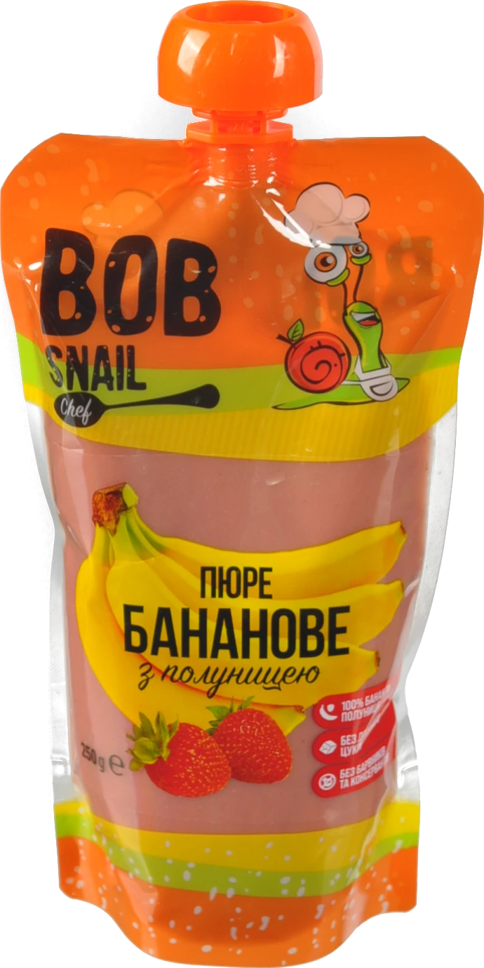 Пюре фруктово-ягідне Банан-полуниця Bob Snail д/п 250г