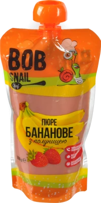 Пюре фруктово-ягідне Банан-полуниця Bob Snail д/п 250г