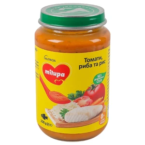 Пюре Milupa 200г овочеве рибне томати риба рис 8м
