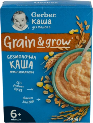 Каша безмолочна для дітей від 6міс мультизлакова Grain&grow Gerber к/у 250г