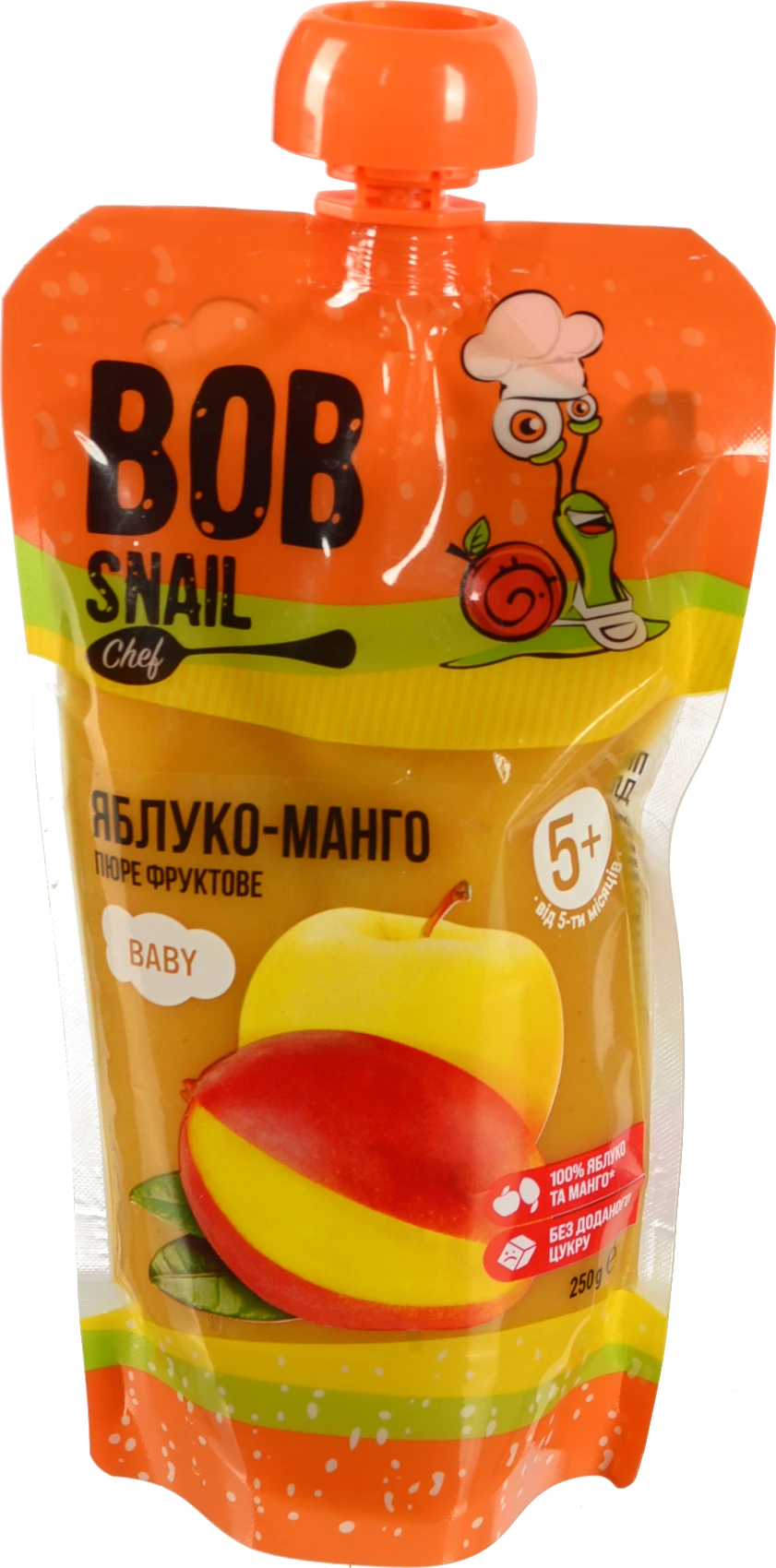 Пюре для дітей від 5міс фруктове Яблуко-манго Baby Bob Snail д/п 250г