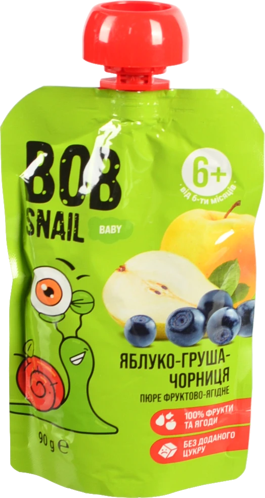 Пюре Равлик Боб 90г яблуко груша чорниця