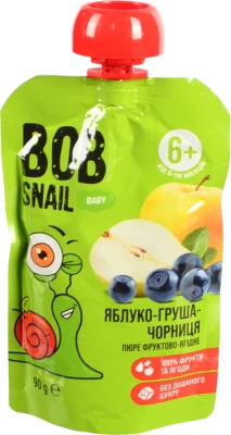 Пюре Равлик Боб 90г яблуко груша чорниця