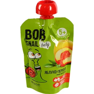Пюре для дітей від 5міс фруктове Яблуко-персик Baby Bob Snail д/п 90г