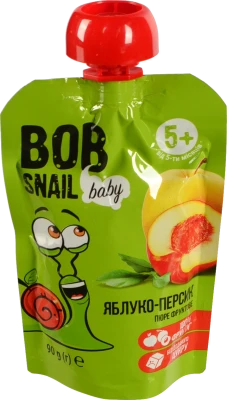 Пюре для дітей від 5міс фруктове Яблуко-персик Baby Bob Snail д/п 90г