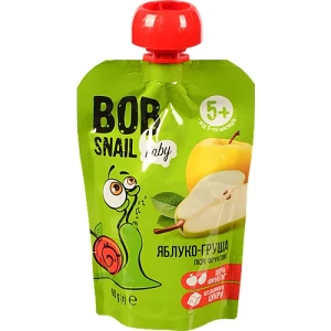 Пюре для дітей від 5міс фруктове Яблуко-груша Baby Bob Snail д/п 90г