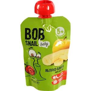 Пюре для дітей від 5міс фруктове Яблуко-банан Baby Bob Snail д/п 90г