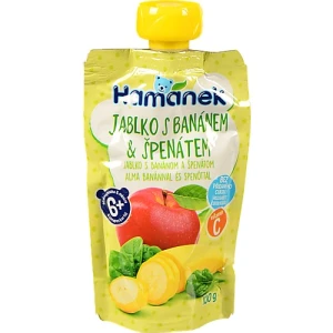 Пюре для дітей від 6міс фруктово-овочеве Яблуко з бананами та шпинатом Hamanek д/п 100г