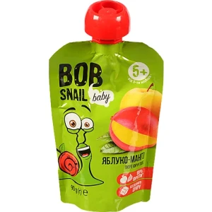 Пюре для дітей від 5міс фруктове Яблуко-манго Baby Bob Snail д/п 90г