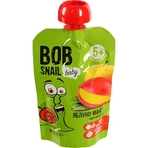 Пюре для дітей від 5міс фруктове Яблуко-манго Baby Bob Snail д/п 90г