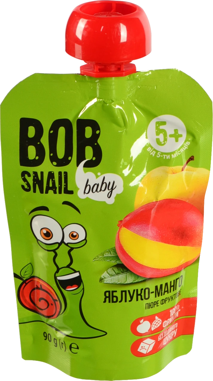 Пюре для дітей від 5міс фруктове Яблуко-манго Baby Bob Snail д/п 90г