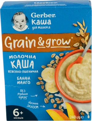 Каша молочна для дітей від 6міс вівсяно-пшенична з бананом та манго Gerber к/у 240г