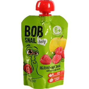 Пюре для дітей від 6міс фруктово-ягідне Яблуко-малина Baby Bob Snail д/п 90г